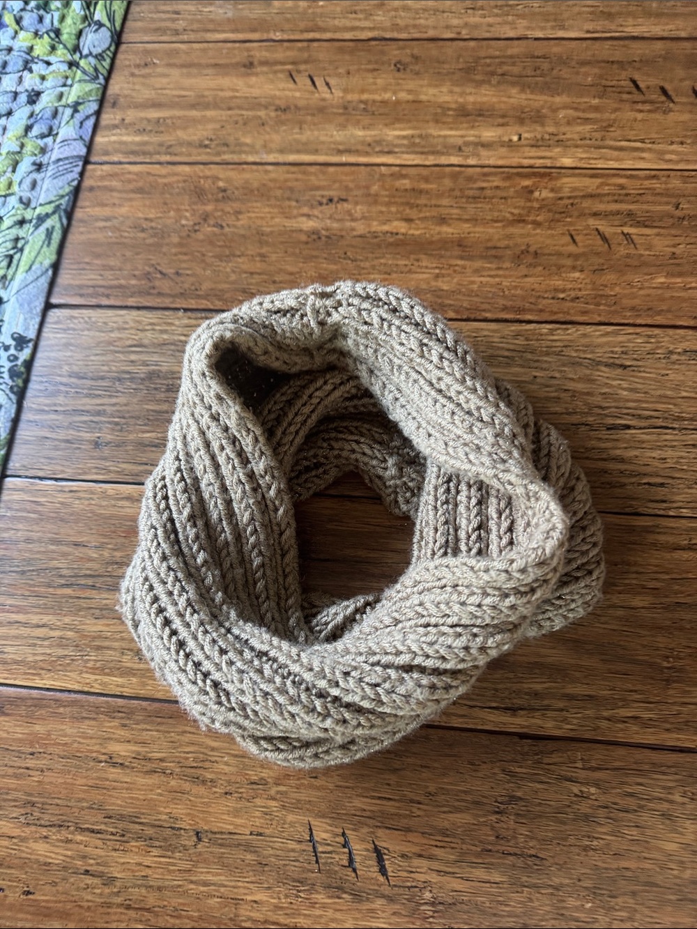 Knitted Infinity Scarf in Tan